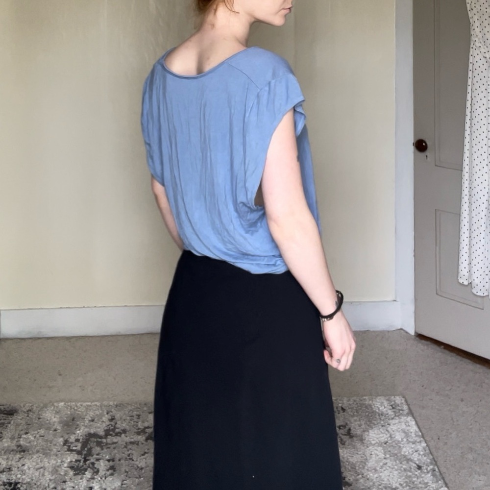 Free People Periwinkle Blue Purple Cap Sleeve Bodysuit Flowy Loose Stretch Comfy - Picture 3 of 14